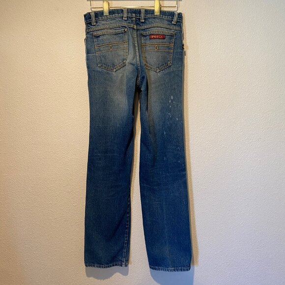 Vintage Sasson‎ Jeans 1980s High Waisted Denim Blue Distressed 42” Long - Picture 5 of 5